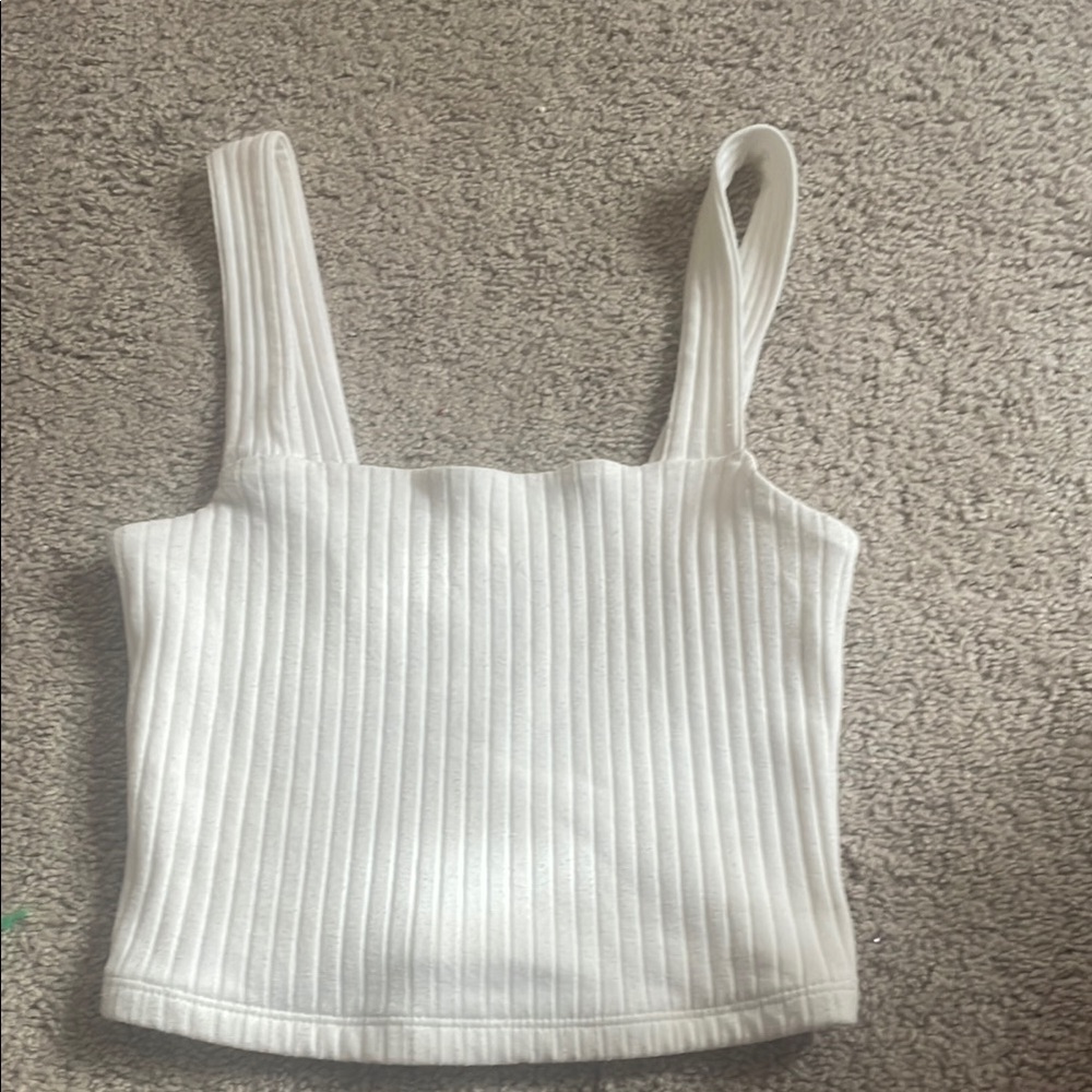 White Ribbed Women's Top